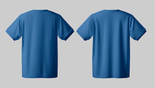 2 blaues T-Shirt Mock Up hellgrau Hintergrund