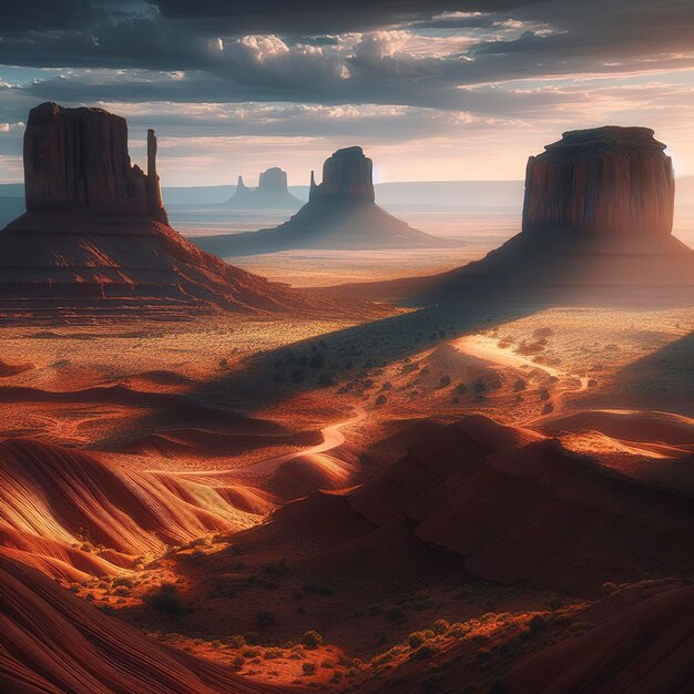 2 Buttes na Sombra em Monument Valley, Arizona