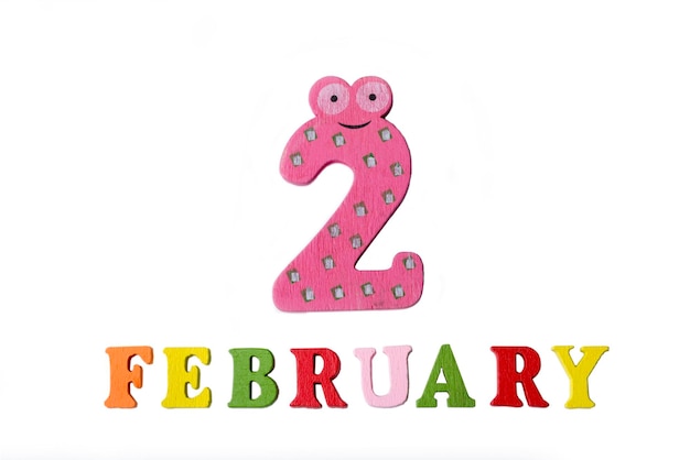 2 de febrero sobre un fondo blanco números y letras
