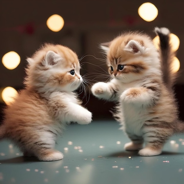 2 Katzen kämpfen im Catjitsu-Stil