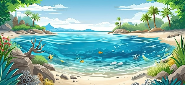2. Küstenstrand, weißer Sand und klares, blaues Wasser, generative KI