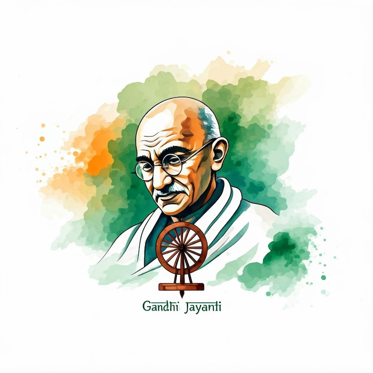 Foto 2 de octubre gandhi jayanti y celebración del día de la independencia fondo cartel ilustrado