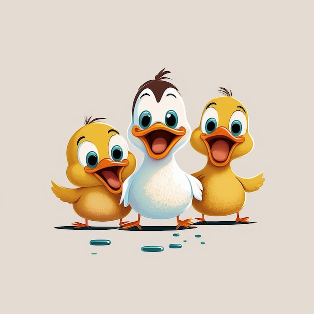 -2 patos felizes ilustração de desenho de desenho animado pato digital