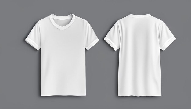 2 T-shirt branco Mock Up fundo cinza claro