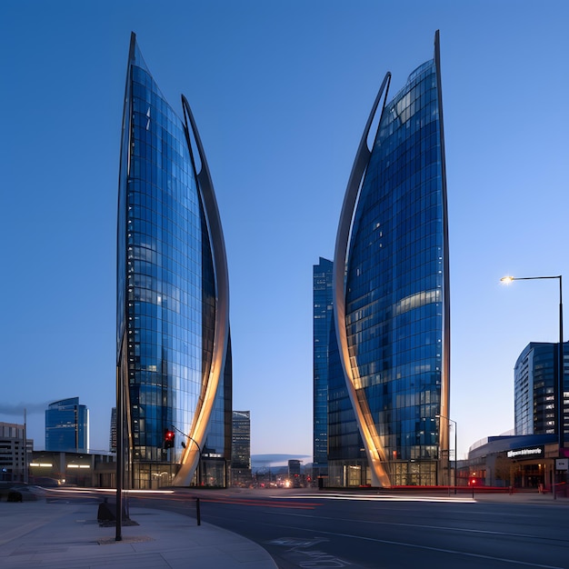 2 torres del centro de la ciudad del edificio de oficinas en el distrito comercial