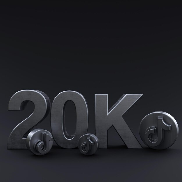 20.000 TikTok-Follower Illustration 3D-Rendering