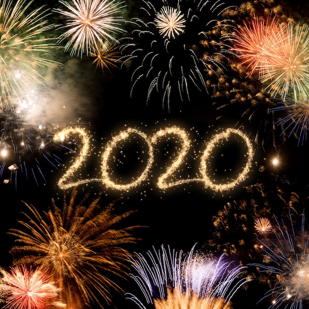 2020 Feuerwerk Hintergrund des neuen Jahres
