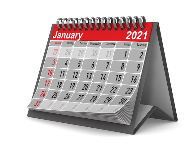 2021 año. Calendario de enero.