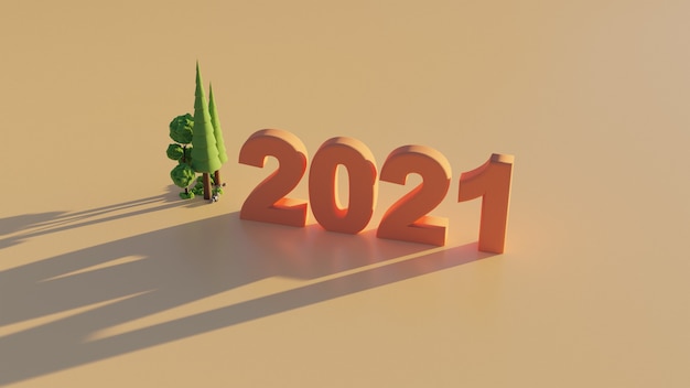 2021 año nuevo renderizado de números 3d Walpaper