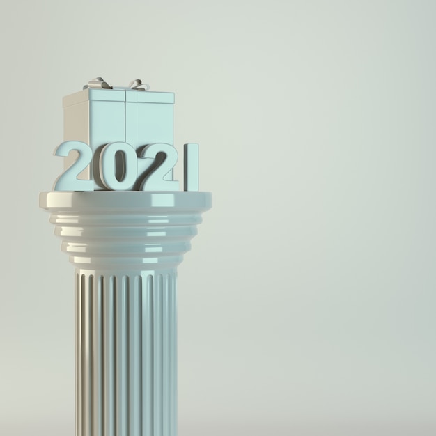 2021 figuras con cuadro actual en una columna antigua