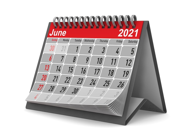 2021 Jahre. Kalender für Juni.