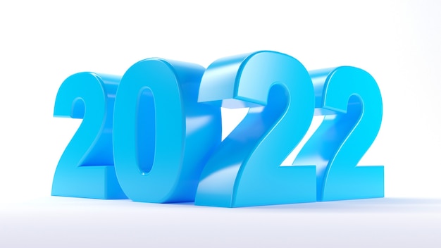 2022 3d render ilustración azul color pastel año nuevo