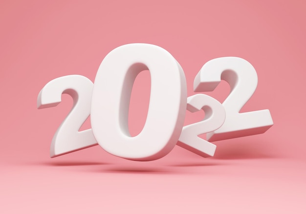 2022 año nuevo símbolo sobre fondo rosa studio