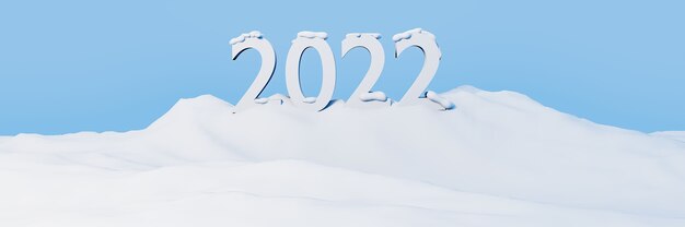 Foto 2022 feliz año nuevo y feliz navidad fondo con caída de nieve en la montaña