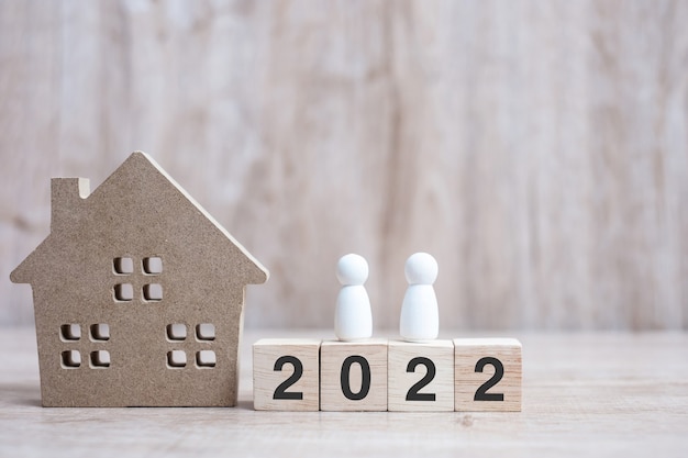 2022 Feliz año nuevo con modelo de casa