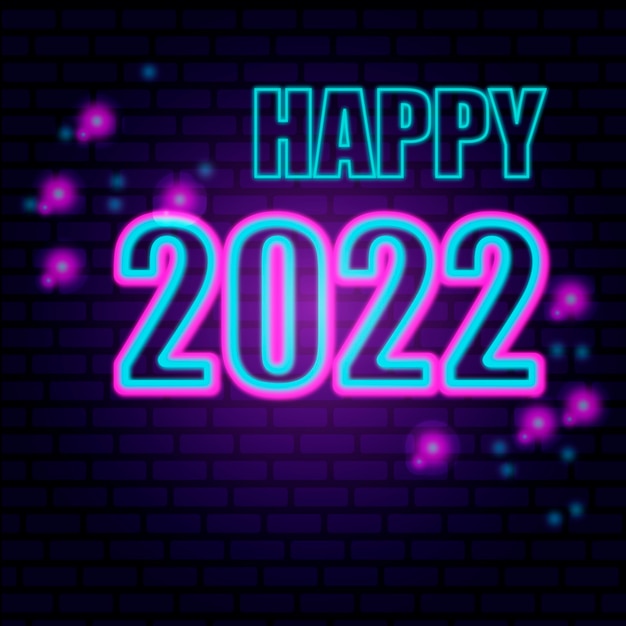 2022 ícone de número. feliz ano novo. estilo neon. ícone de decoração leve. símbolo elétrico brilhante