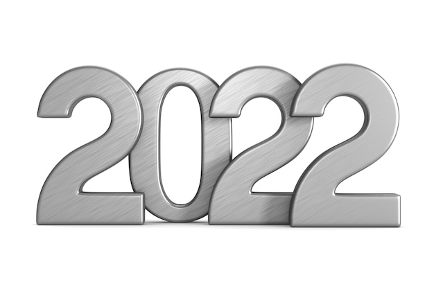 2022 neues Jahr auf weißem Hintergrund. Isolierte 3D-Darstellung