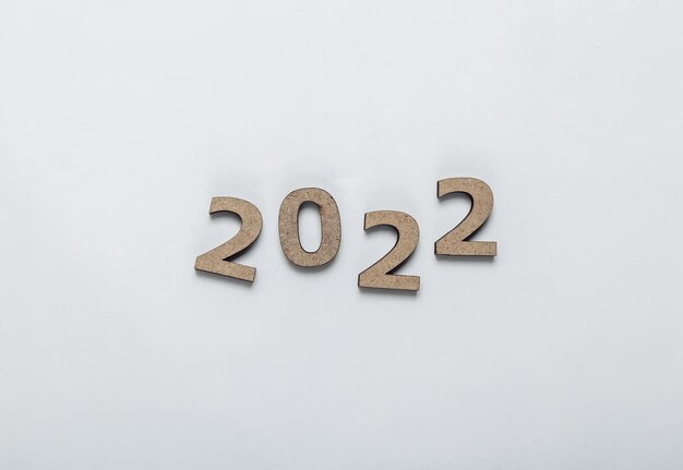 2022 sobre fondo blanco año nuevo