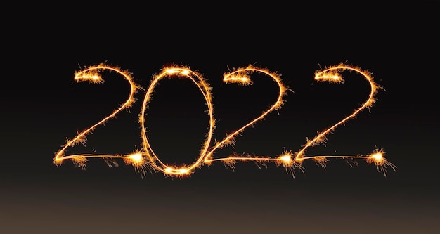 2022 Zahlen mit Feuerwerk gezeichnet, um herunterzuzählen und den Beginn des neuen Jahres zu feiern