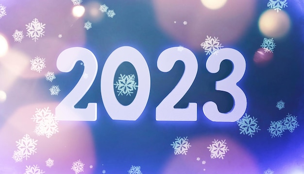 2023 Celebración del Año Nuevo Luces borrosas en el fondo