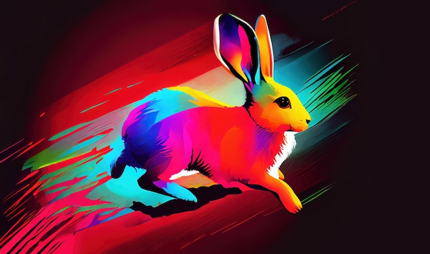 2023 é o ano do coelho Ilustração colorida do coelhinho da Páscoa