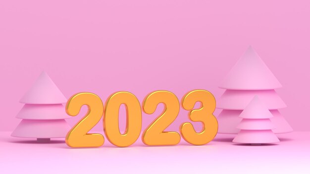 2023 feliz ano novo design renderização em 3d