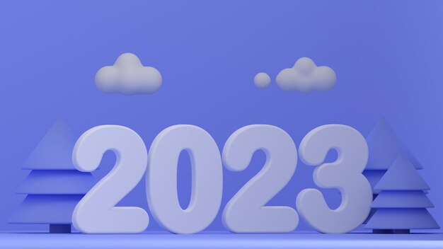 2023 feliz ano novo design renderização em 3d