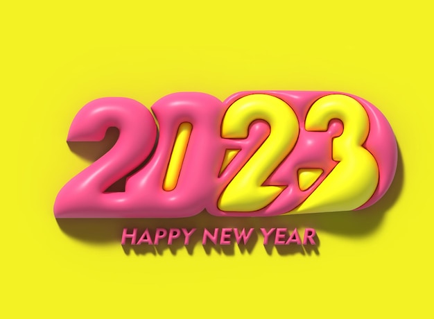 2023 Feliz año nuevo Texto 3D Tipografía Elemento de diseño Folleto Póster Fondo de papel tapiz.