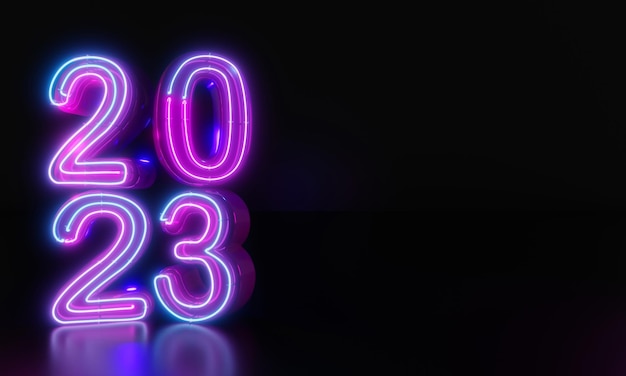 2023 Neujahr Neon-Stil 3D-Illustration