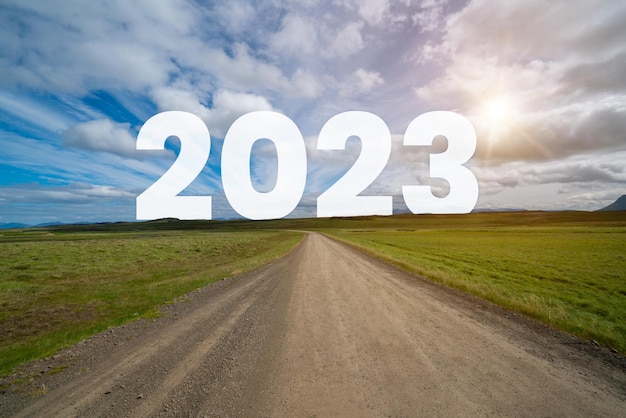 2023 Neujahrsreise und Zukunftsvisionskonzept