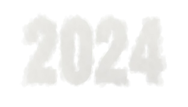 2024 año nuevo nube dígitos aislado sobre fondo blanco 3d render