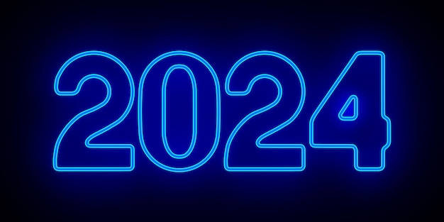 2024 año nuevo sobre fondo oscuro ilustración 3D