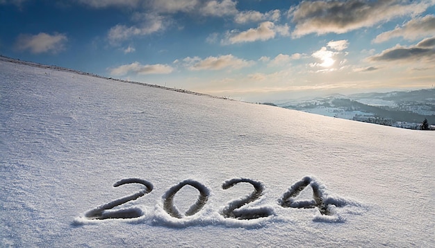 2024 escrito na neve