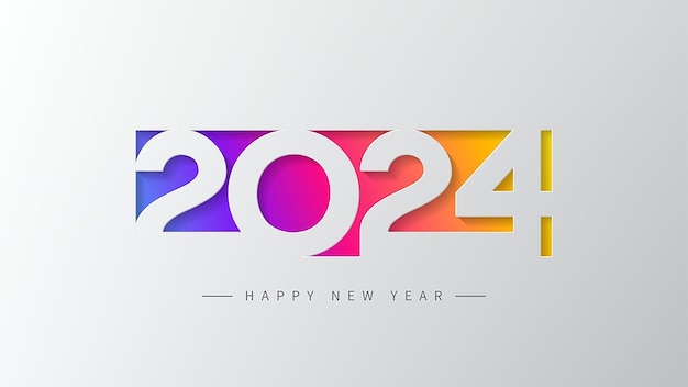 Foto 2024 happy new year banner vektorillustration mit bunten zahlen 2024 mit trendigen gradienten