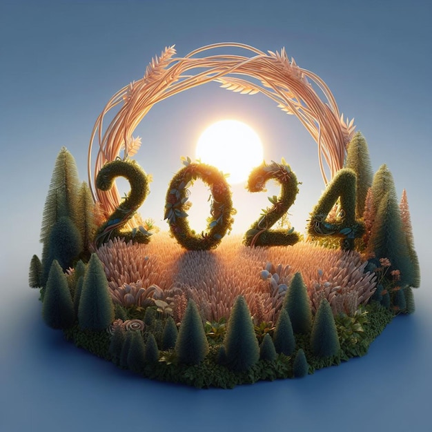 2024 Naturthema Neujahrswunschdesign