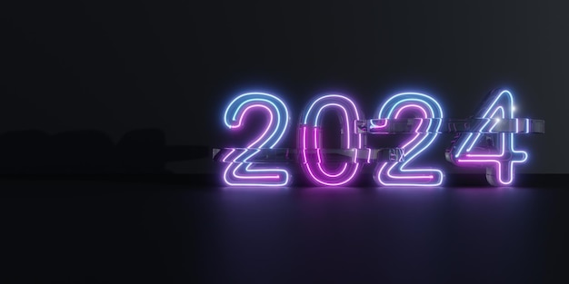 Foto 2024 neon-stil 3d-illustration