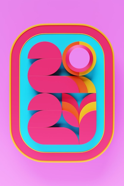 2024 Neujahrskarte mit 3D-realistischer Jahreszahl auf rosa Hintergrund 3D-Illustration Volumetrische Zahlen 2024 in einem Winkel Raum für Text für Neujahrsgrüße Neujahrs-Unternehmensbanner