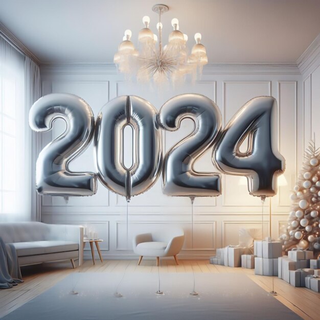 2024 nuevo año del globo 3D