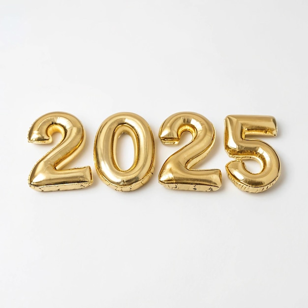 2025 colorida tarjeta de Feliz Año Nuevo 3D 2025 Realista 2025 números dorados con confeti festivo