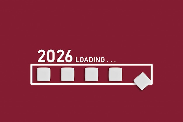 2026 Carga de texto en fondo rojo marrón Ideal para la planificación empresarial tendencias financieras y conceptos económicos futuros