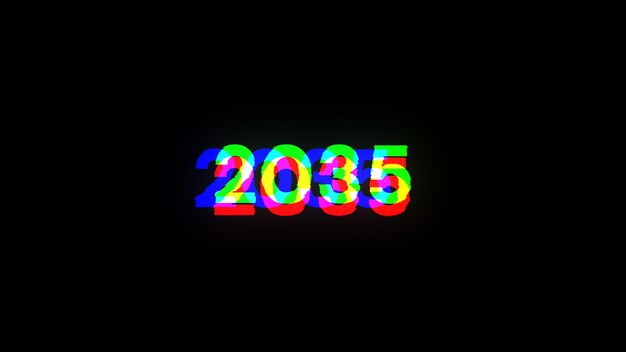 2035 Text mit Bildschirm-Effekten technologischer Störungen