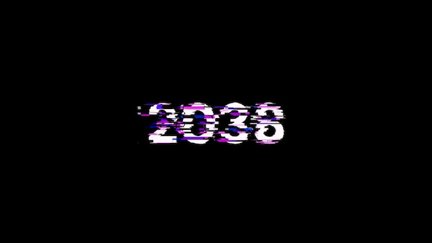 2038 texto con efectos de pantalla de fallas tecnológicas
