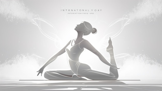 21 de junio Día Internacional del Yoga Mujer en postura corporal de yoga