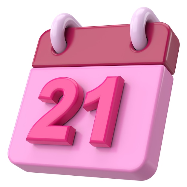 21o Vinte e primeiro dia do mês Calendário Ilustração 3D