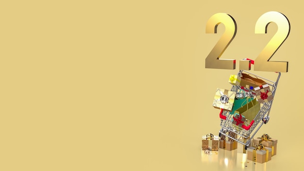 22 número de ouro para renderização 3d do conceito de promoção ou venda