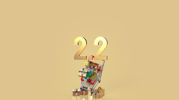 22 número de oro para promoción o concepto de venta representación 3d