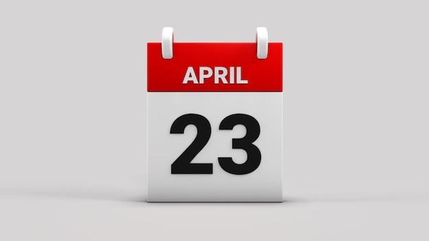 23 de abril Soberania nacional e calendário do dia da criança renderização em 3D