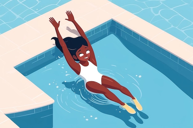 23 Erstellen Sie ein Bild eines Charakters, der in einen Teich von Selbstliebe-Positivität taucht