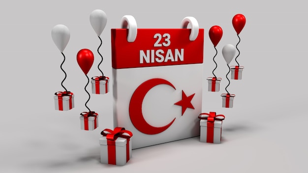 Foto 23 la soberanía nacional de nisan y el calendario del día del niño 3d render