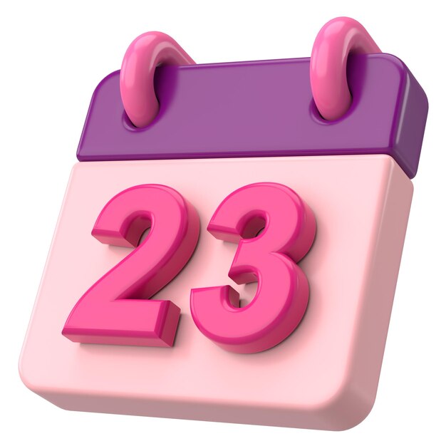 23o día 23 del mes Ilustración 3D del calendario